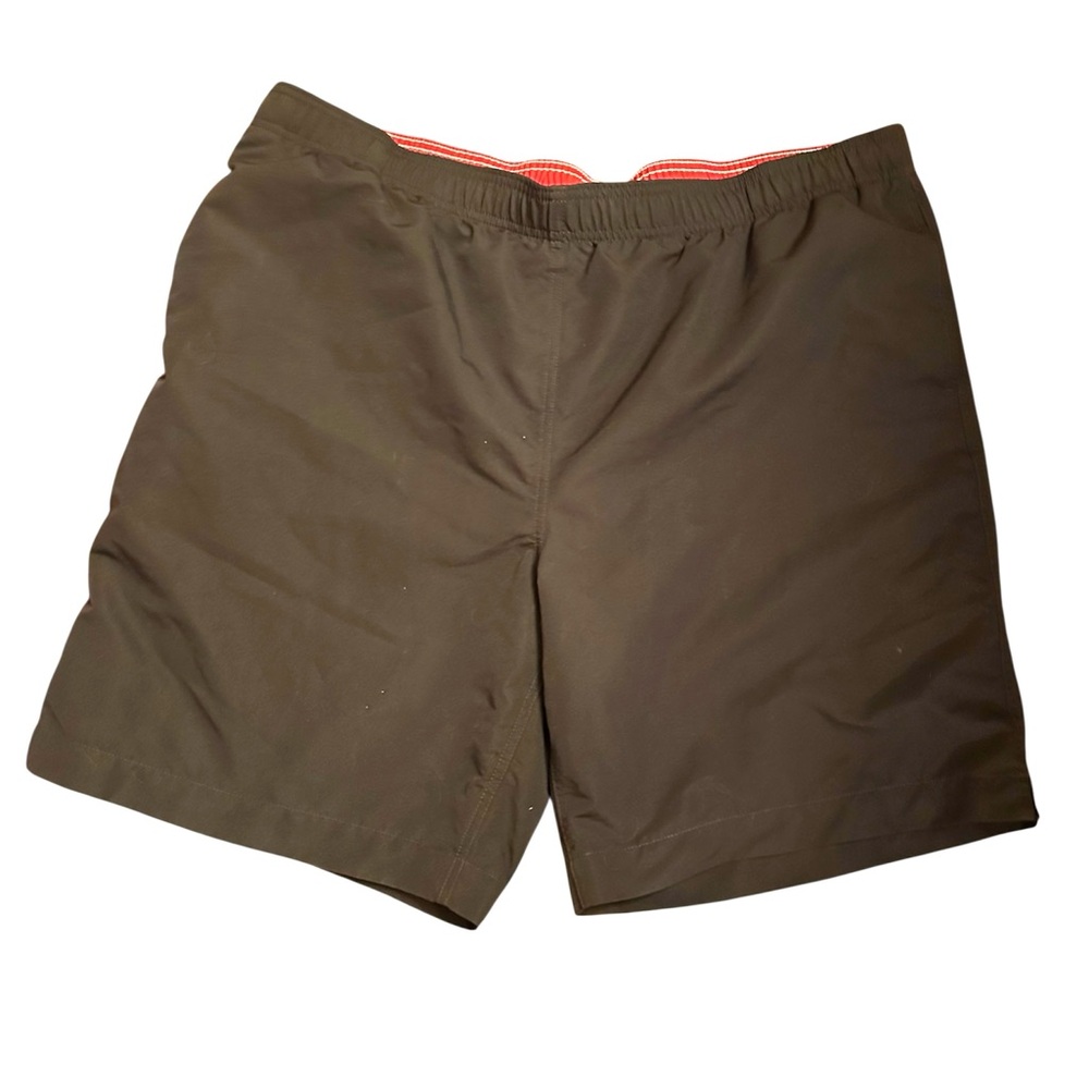 Lands' End Men’s  Swim Trunks Size XL 40-42 Navy Blue Red Lined Drawstring Waist